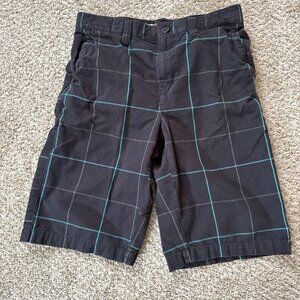 Tony Hawk Shorts Size 30 Plaid Black Blue Green. GR55